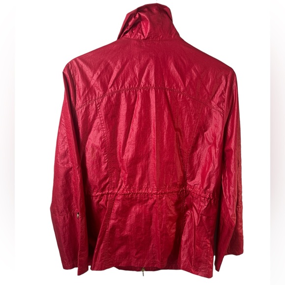 Chico's Zenergy red nylon cinch waist Anorak jacket in EUC size 1. DBL zipper - Picture 2 of 7